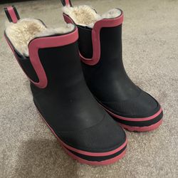 New Lily & Dan Girls Rain Boots Size: 7/8 Waterproof Soft Lining Navy & Pink