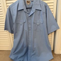 Mens Light Blue Short Sleeve Shirt, XL