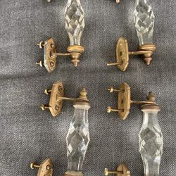 4 Pieces - Vintage Brass And Glass Cabinet Pulls 