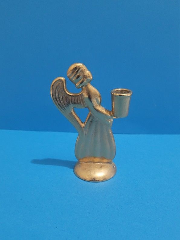 Skultuna 1607 Guardian Angel 3.5” Candle Holder Gold Plated Brass Small Sweden.