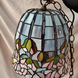 Vintage Tiffany Style Stained Glass Hanging Lamp- Plug In Type