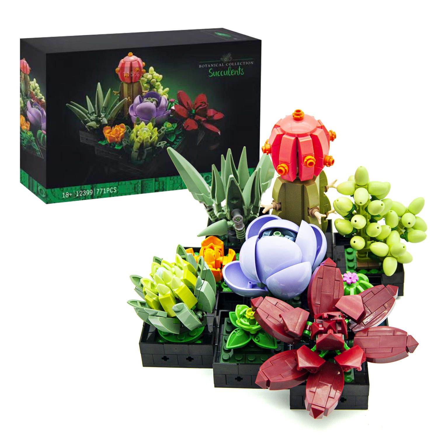 Flower Succulents Set Building Blocks Botanical Collection 771 pcs