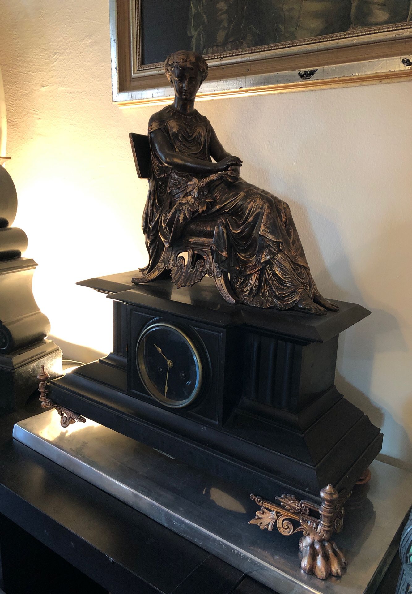 Antique French Bronze Clock