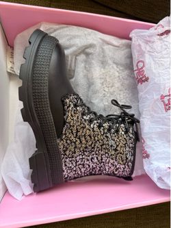 Olivia Miller Galaxy Gal girls combat boots shimmer sequins
