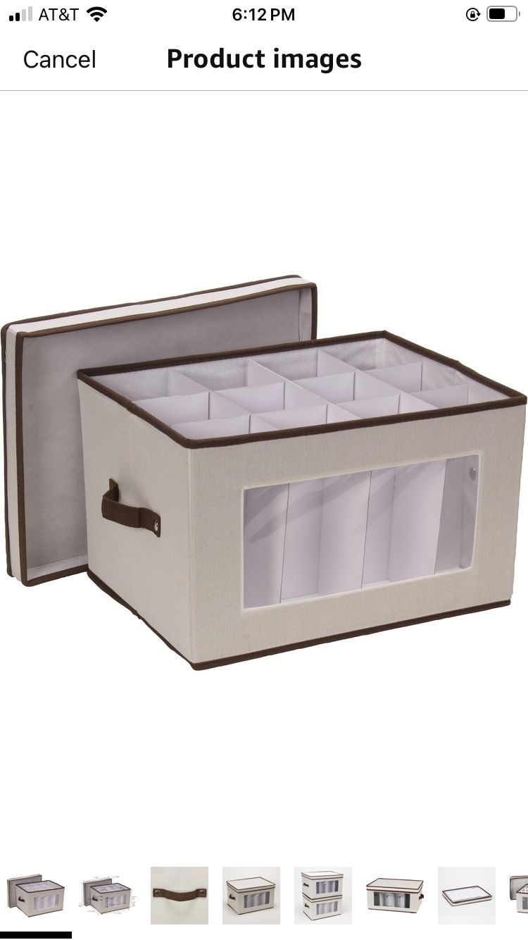 Household Essentials Stemware Storage Box, Windowed Storage with Lid