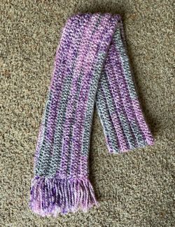 Purple & Gray Knitted Winter Scarf