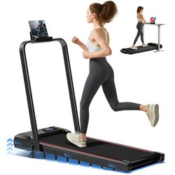 Walking Pad, 2.5HP 9% Incline Treadmill, 7.5mph, 300lbs Capacity, Folding Under Desk Treadmill for Home and Office