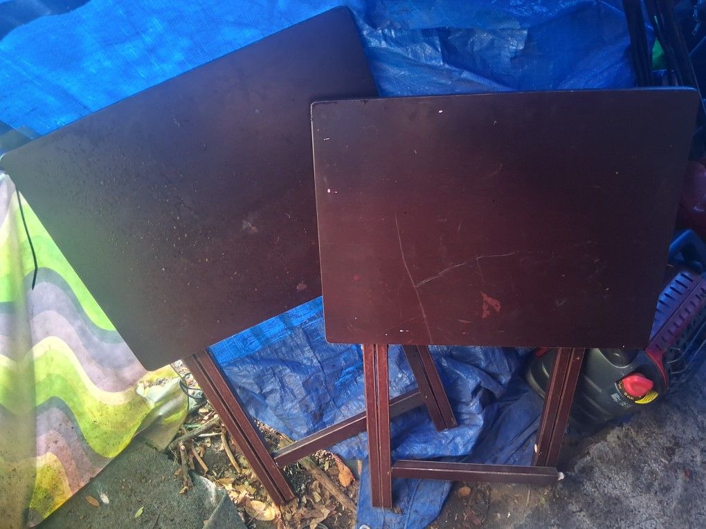 2 Fold Up Wooden Trays
