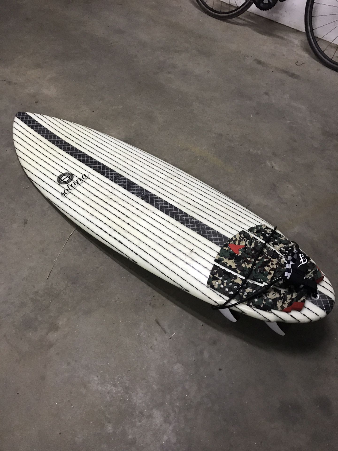 Solana shortboard surfboard carbon inlays