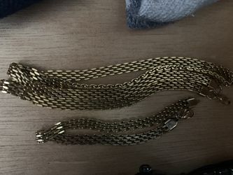Gold Miami Cuban Necklace & Bracelet Stainless Steel
