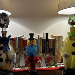 blown glass clown decanters 