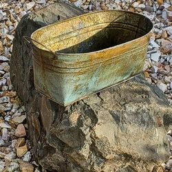 Antique Metal Basin with Handles