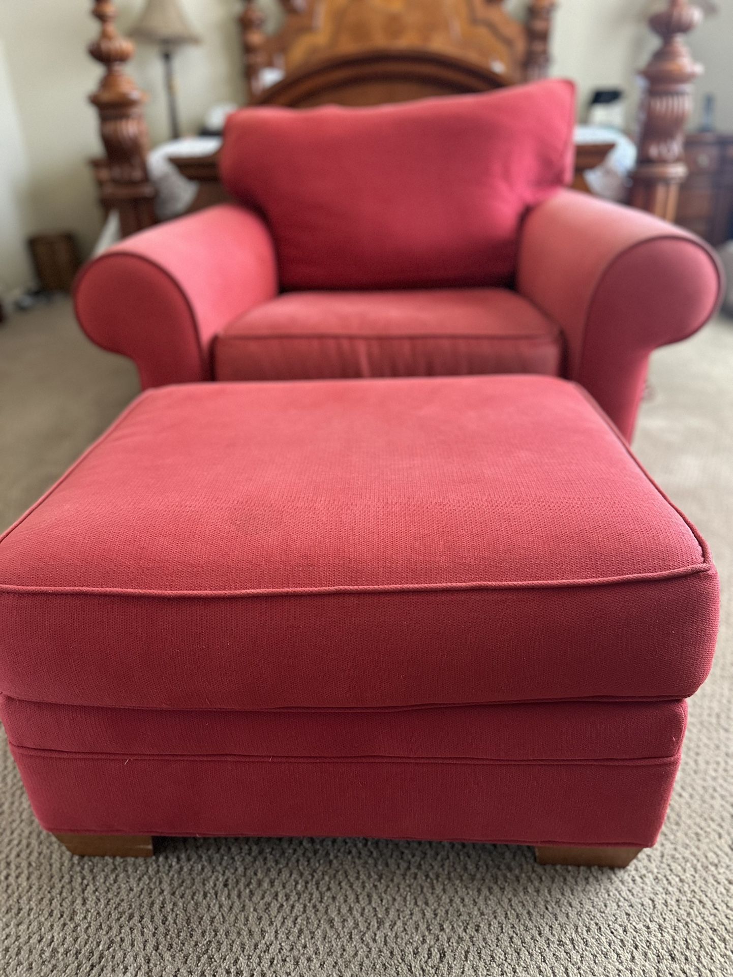 Red Arm Chair & Ottoman