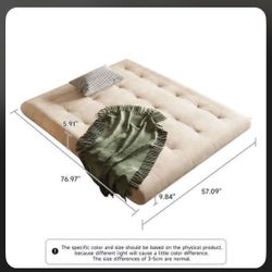 JASIWAY Upholstered Sectional Sleeper Sofa Bed without Armrests - Milk Tea