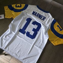 Kurt Warner Rams Jersey #13 – White/Yellow (Men’s)
