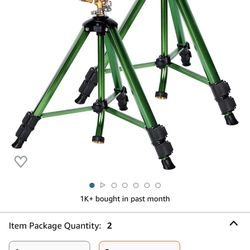 Biswing Impact Sprinkler Head on Tripod Base, Heavy Duty Lawn Sprinkler, 360 Degree Large Area Irrigation, Brass Sprinkler Nozzle & Solid Alloy Metal 