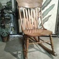 Low Seat Nursing Antique Pressed Back Rocking Chair  15" seat