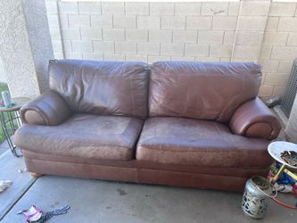 Old real leather sofa