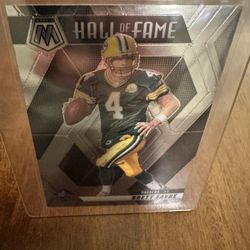 Brett Favre Hall of Fame insert card from Panini Mosaic.