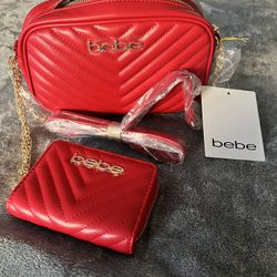 Bebe Quilted Crossbody and Attached Wallet