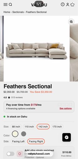 Beige Fabric Sectional Sofa with Chaise