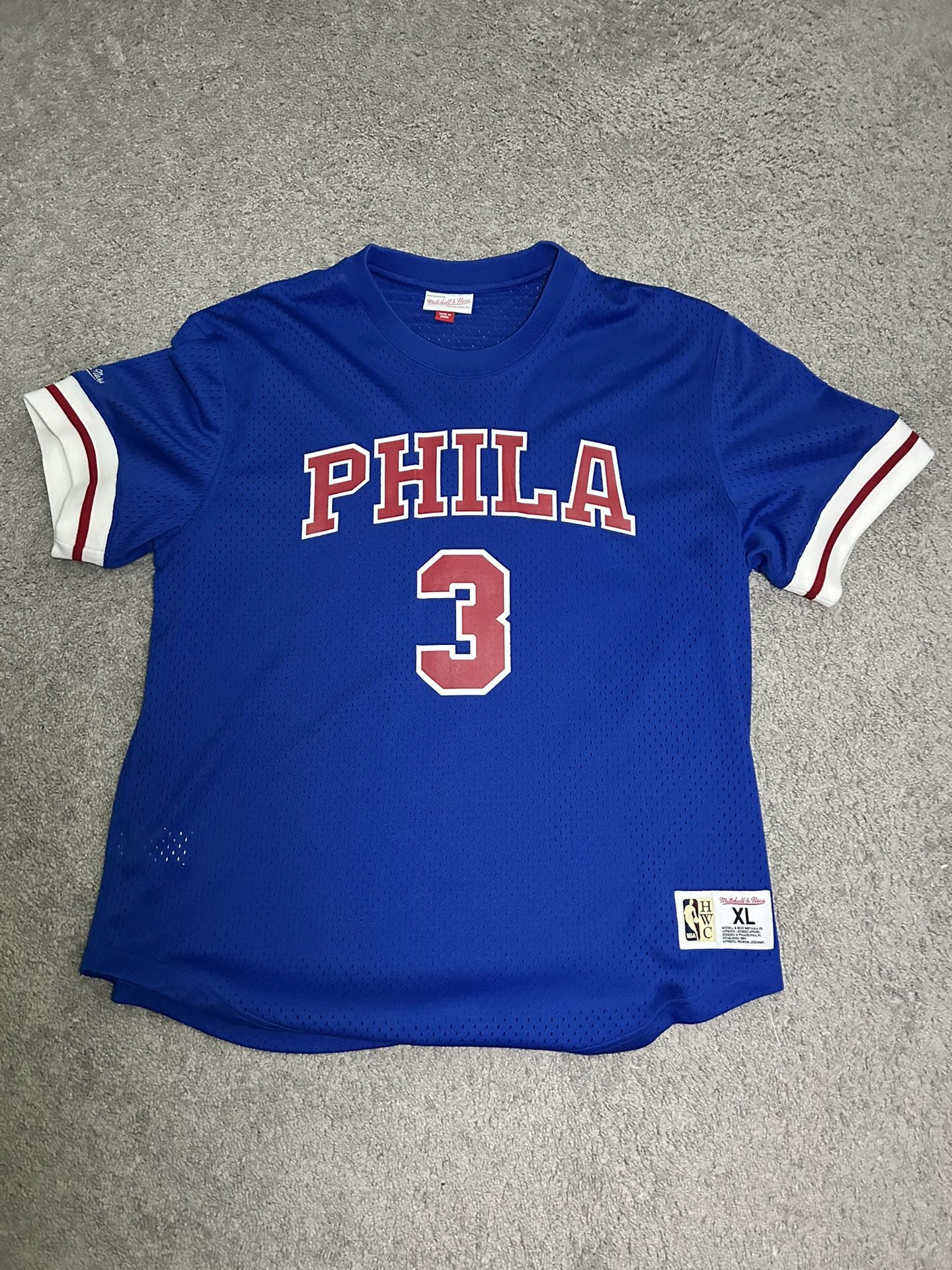 Allen Iverson Philadelphia 76ers Mitchell Ness NBA Baseball Jersey