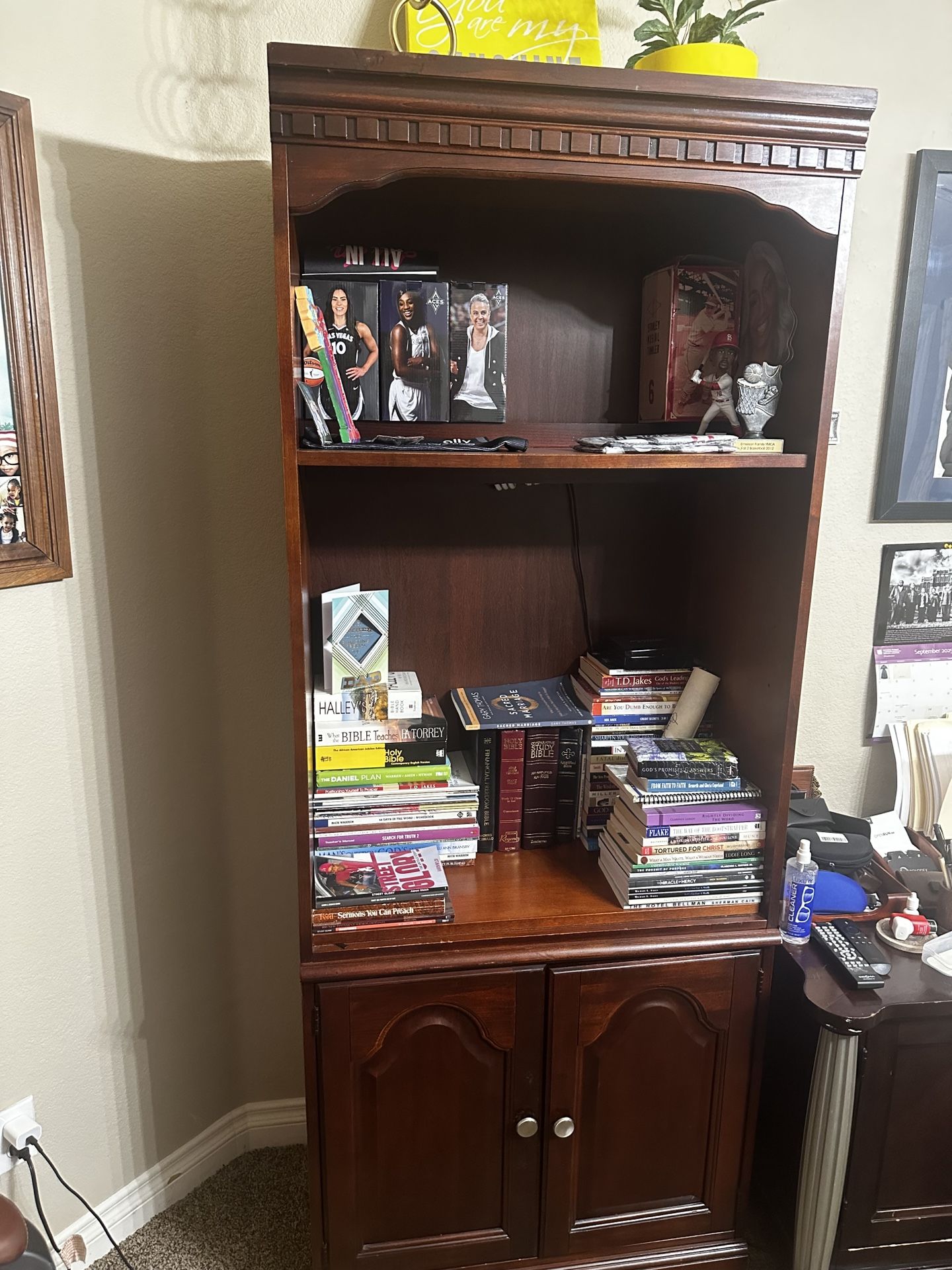 Vintage Bookshelf + Glass-Door Cabinet – Bundle Deal!