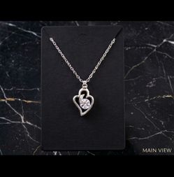 Heart Pendant Necklace with Crystal  ✨