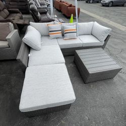 Cherry Point Gray 4pc Outdoor Sectional Set w/ Coffee Table
