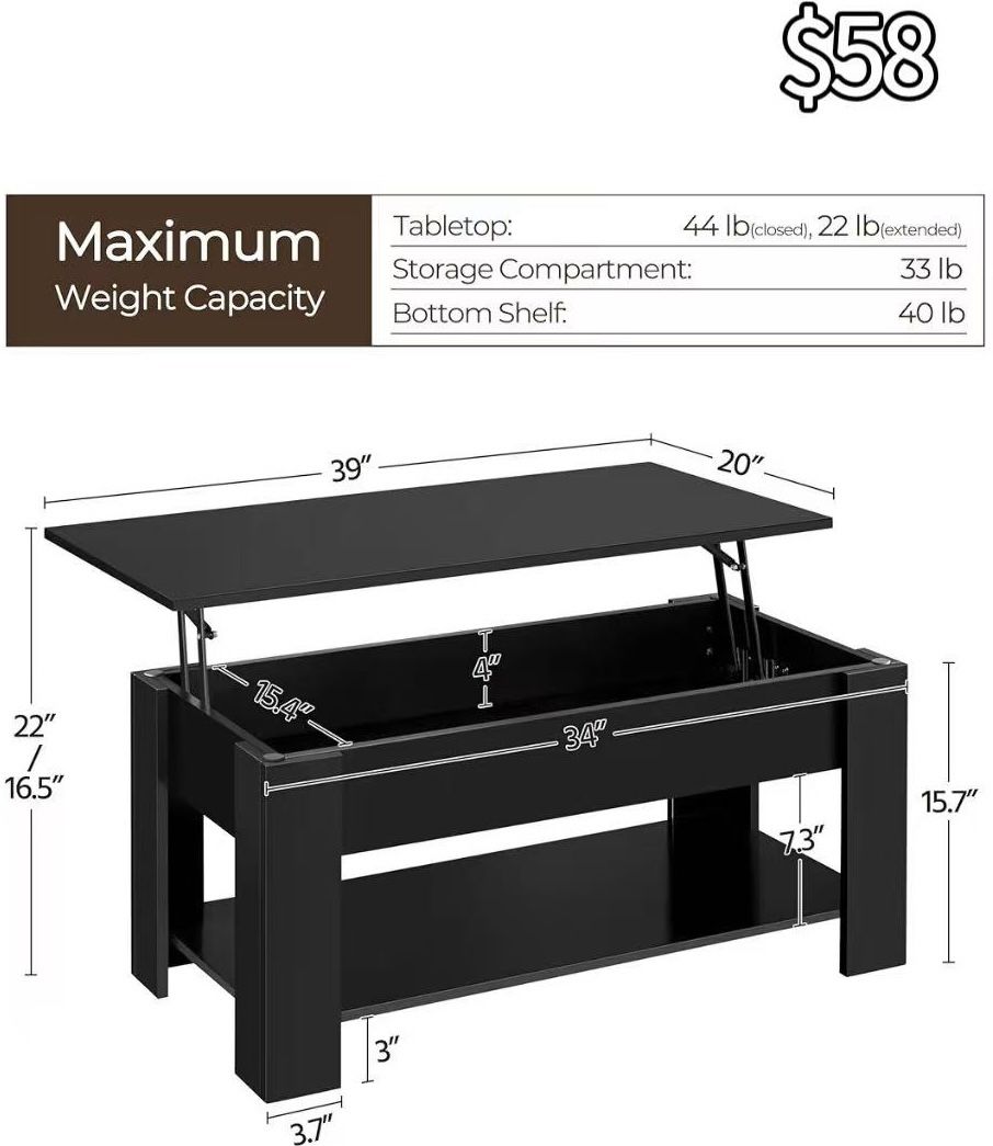 😀 Yaheetech Wooden Coffee Table, Lift Top Coffee Table with Large Hidden Storage Shelf, Lift Tabletop Dining Tables for Living Room, Home Small Space
