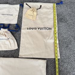 5 New Louis Vuitton Cream Dust Bags with Blue Accents