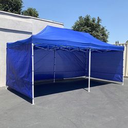 (New in Box) $225 Heavy Duty 10x20 ft Canopy Ez Pop Up Tent with (4) Sidewalls, Color White or Blue 