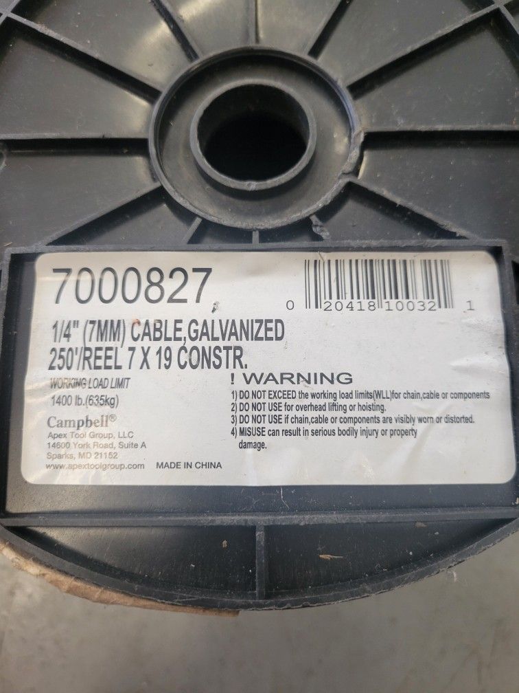 250ft Galvanized Cable 