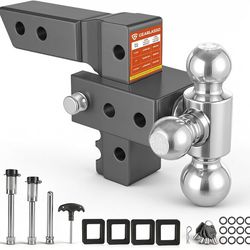 Adjustable Trailer Hitch 2" Receiver, Tri-Ball 12,500LBS Tow Hitch w/ Anti-Theft Pin