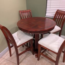 Wood Counter-Height Round Dining Table w/ 4 Chairs – Great Holiday Set