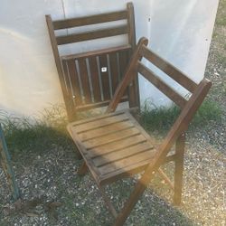 Two Folding Wooden Chairs 