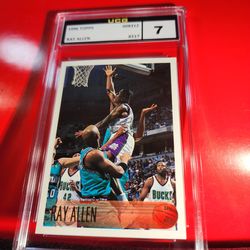 1996-97 Topps Ray Allen HOF  #217  Rookie Card Bucks  UCG 7 NM