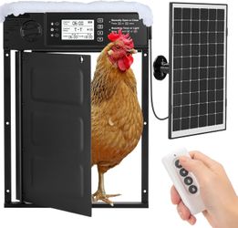 Automatic Chicken Coop Door Solar Powered, Cold Weather Electric Chicken Door Large Size Aluminum Door with Light Sensor & Timer with Power Off Emerge