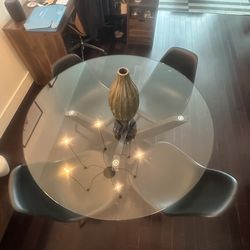 Modern Glass Dining Table + 4 Chairs