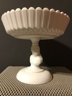 Antique Milk Glass Footed Plate