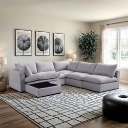 NEW IN BOX FREE DELIVERY 6 Piece Gray Cloud Modular Sectional Couch Sofa Grey