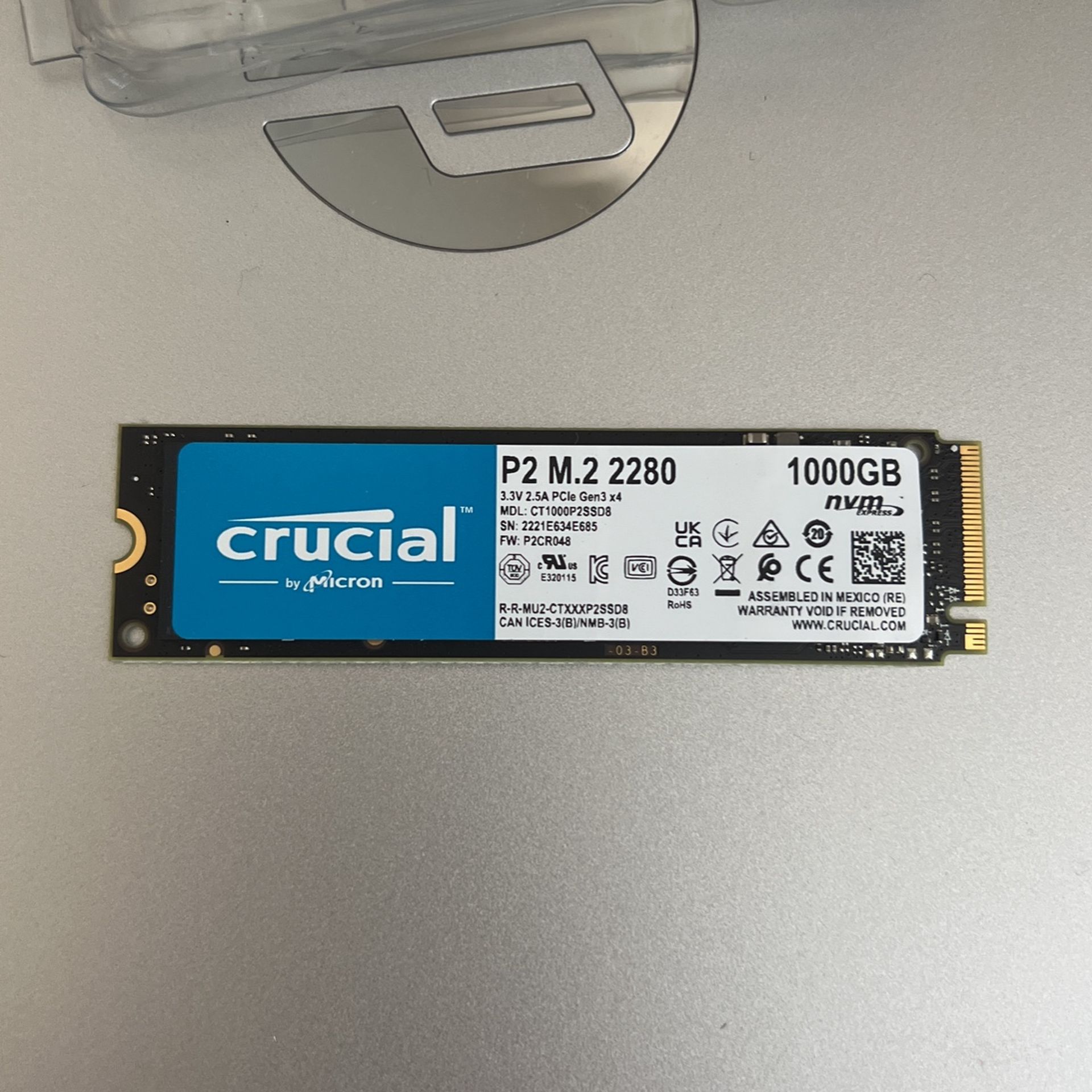Ssd 1tb Crucial P2 1000gb Crucial P2 Nvme Ssd 1Tb Pci-Express 3D 