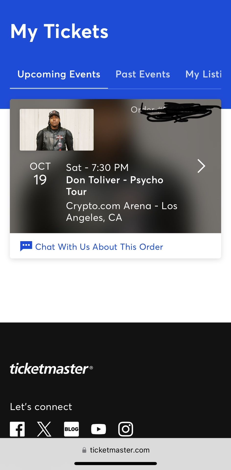 DON TOLIVER 10/17 GA TICKET CRYPTO ARENA (Close to Stage)