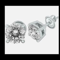 14K Gold Lab Grown Diamond Studs Earrings for Men Women  4Prong Screw Back