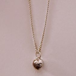 Gold & Black ↄc French Designer Heart Necklace Charm On Chain 