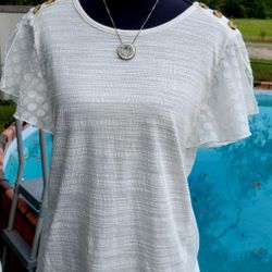 89th + Madison Elegant White Women's Top