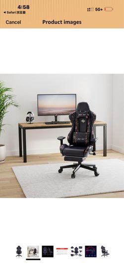 Massage Gaming Chair with Footrest, Big & Adjustable, Ergonomic Leather Swivel PC Gamer Chair with Headrest and Lumbar Pillow