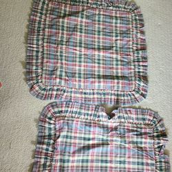 Ralph Lauren Sundeck Plaid 26 x 26 Euro Ruffle Pillow Sham (2) Farmhouse cottagecore 
