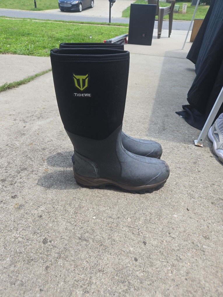 TIDEWE Rubber Neoprene Boots Men And Women, Waterproof Sturdy 6mm Neoprene Boot, Rain Boot Hunting Boot Arctic Outdoor Boot