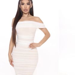 Ready And Ruched Mesh Midi Dress - White Fashionnova